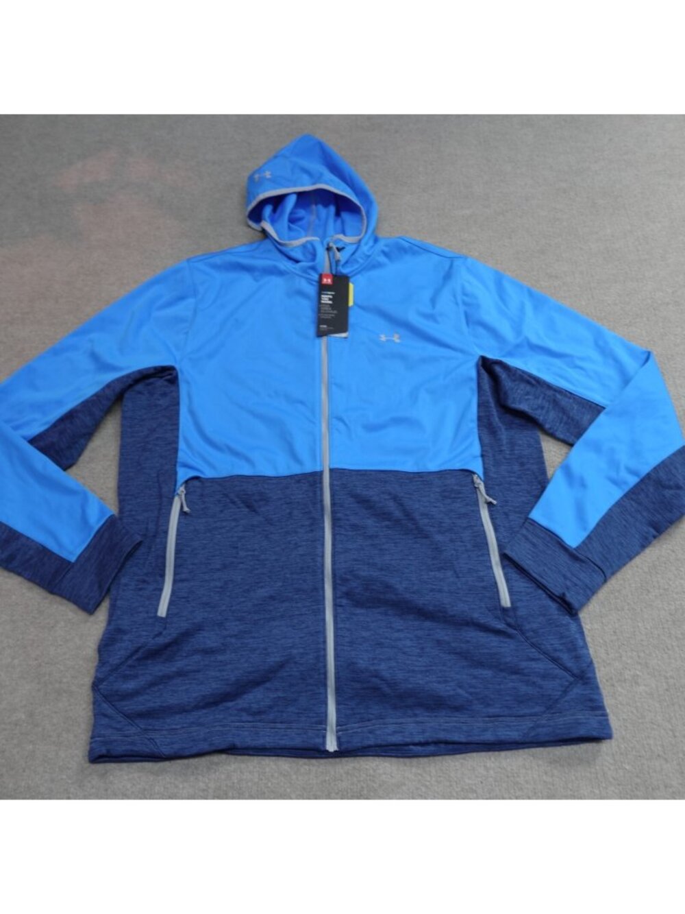 Under Armour Jacket XL Blue Coldgear Charged Wool Full Zip Hooded NEW